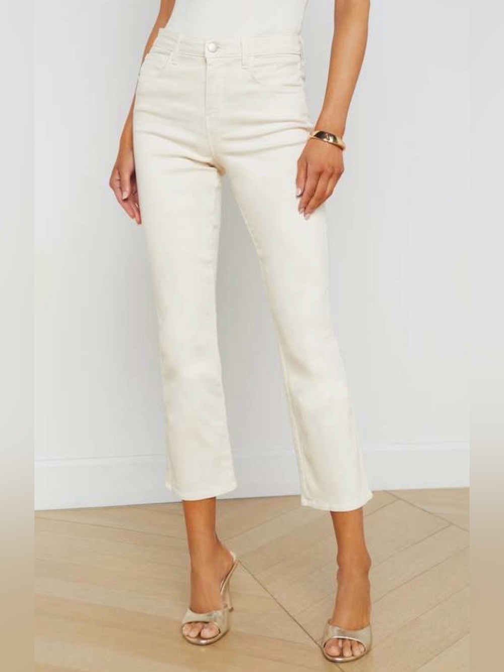 L'AGENCE Tati high rise cropped Jeans in French vanilla